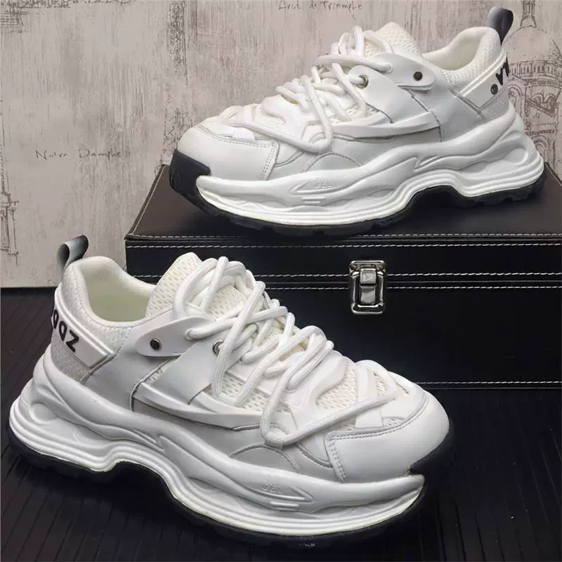 Европейская мужская обувь Летняя сетчатая обувь дышащая модная повседневная маленькая белая обувь тренд дикая обувь с толстым дном