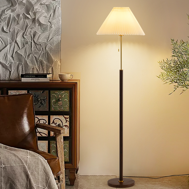 American-Style Retro Pleated Floor Lamp for Guesthouses, High-End Ambiance Floor Lamp for Living Room Sofa Side and Bedroom Bedside American-Style Retro Pleated Floor Lamp for Guesthouses, High-End Ambiance Floor Lamp for Living Room Sofa Side and Bedroom Bedside