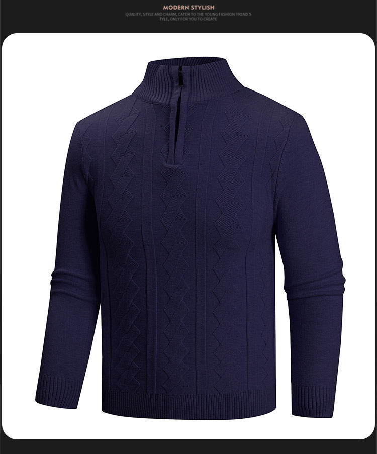 Maglione da uomo in maglia con mezza zip – Pullover oversize in morbido misto modal (traspirante, elasticizzato e confortevole, 8 colori, vestibilità comoda, lavabile in lavatrice)_voghion.com