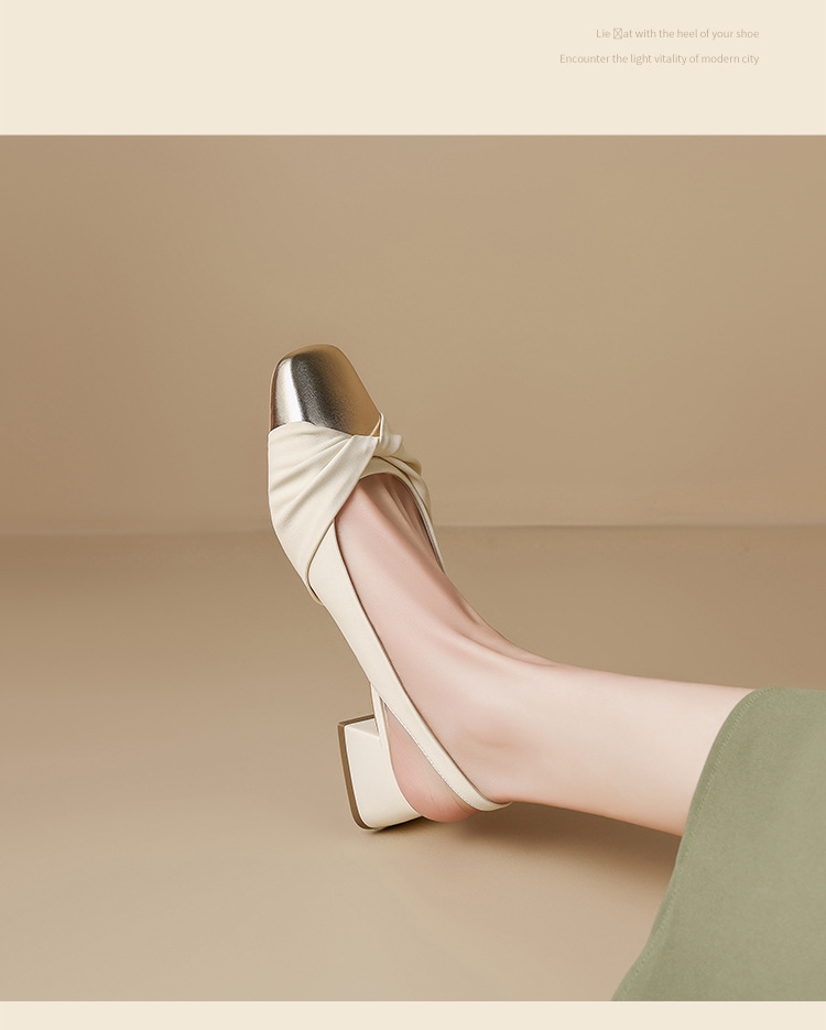 Sandal bít mũi nữ phong cách Pháp gót thấp mềm mại đi làm — BL392 màu mơ chi tiết 15