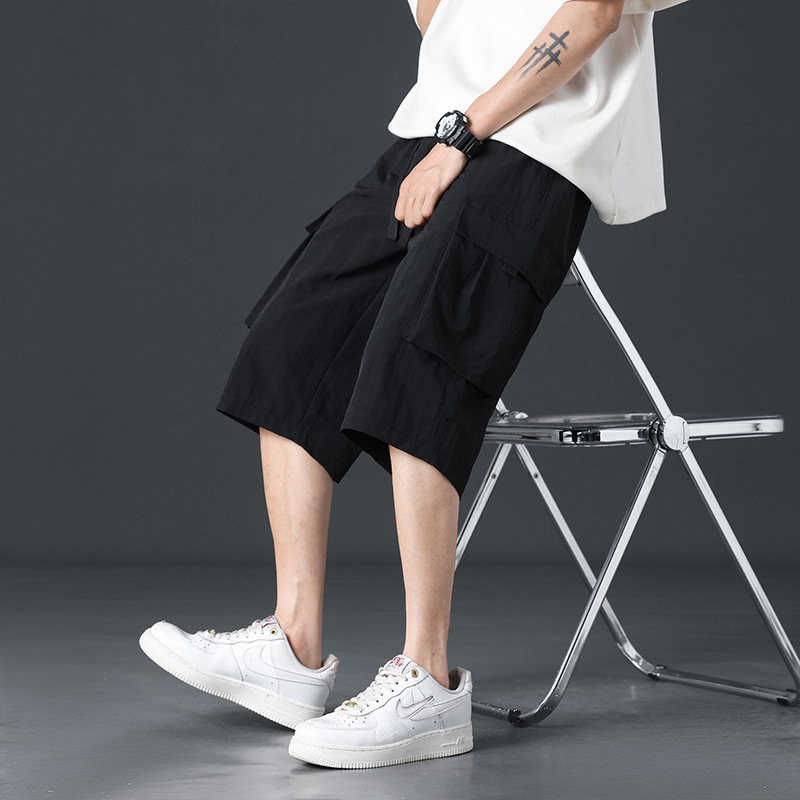 Summer Thin Cargo Shorts for 12-Year-Old Boys, 13-Year-Old Junior High School Students, 14-Year-Old Teenagers, 15-Year-Old Children's Three-Quarter Casual Pants