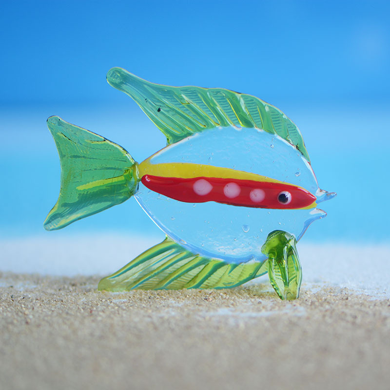 Artualidades de vidrio esmaltado artesanía acuario marino dibujos animados pescado camarón tortuga acuario decoración paisajismo