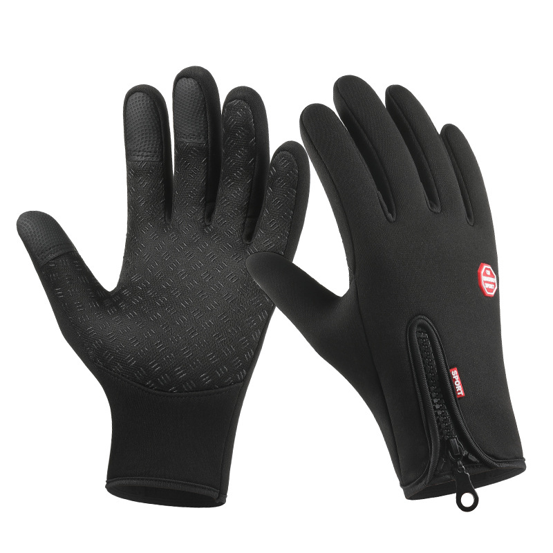 Venta al por mayor deportes al aire libre Otoño e Invierno hombres y mujeres de lana forrada pantalla táctil Cálido impermeable antideslizante montar a prueba de viento guantes