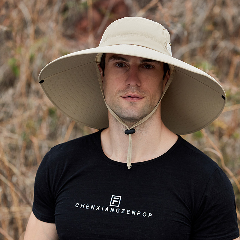 Sombrero de los hombres de ala grande sombrero de pescador sombrero de protección solar de verano extra grande ala sombrero de sol cortina al aire libre sombrero de pesca