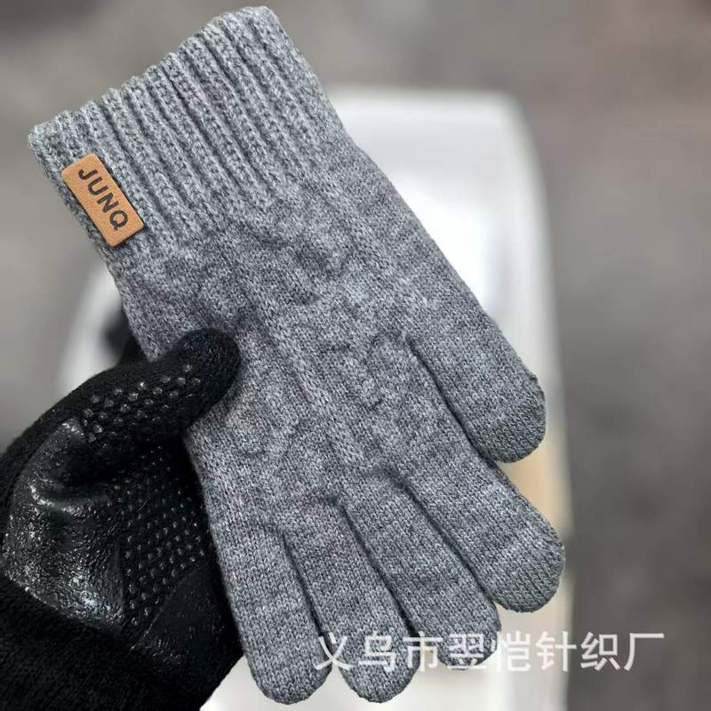 手套男女保暖防寒加绒通用冬季保暖可触屏手套针织毛线手套骑行暖|undefined