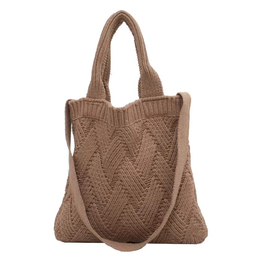 Bolso de hombro estilo universitario de gran capacidad para ir al trabajo, nuevo bolso de hombro informal y versátil para otoño e invierno, bolso de lana tejido vintage para mujer