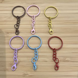 Colorful Painted Keychain with Chain Lobster Clasp Keychain DIY Handmade Accessories Doll Keychain