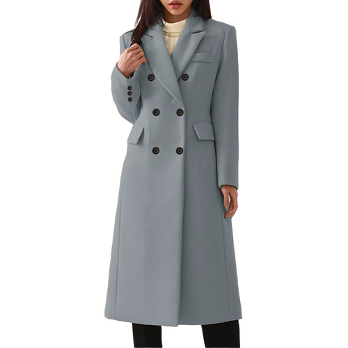Autumn and winter European long large size woolen coat for women, eBay woolen coat, seven-color eight-size woolen coat