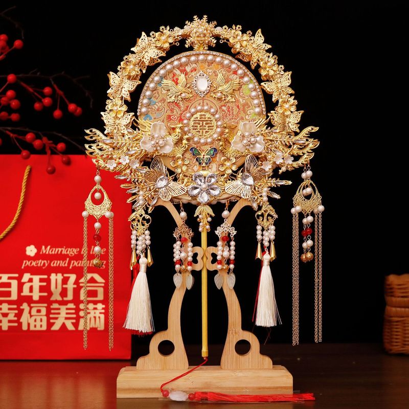 結婚式用の手作りDIY素材パッケージ、花嫁用ウェディングファン、ウェディングファン完成品、高級両面ウェディング秀和|undefined