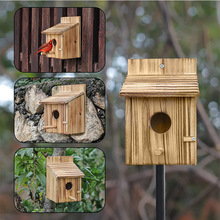 户外装饰鸟窝实木加工松木木质鸟笼喂鸟器鸟房子木屋小鸟繁殖箱