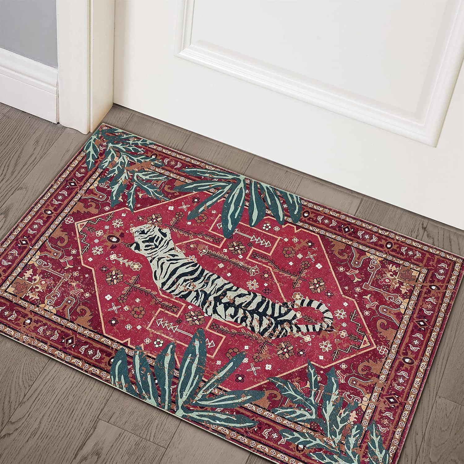 Vintage Tiger Muster Teppich Aus Kristallvelours Für Badezimmer_voghion.com