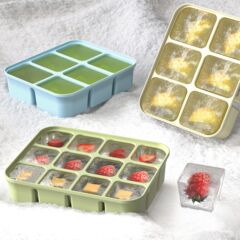 製氷皿、製氷皿、取り外しが簡単、食品グレードのプレス、蓋付き家庭用冷蔵庫、自家製冷凍氷製品、製氷ボックス