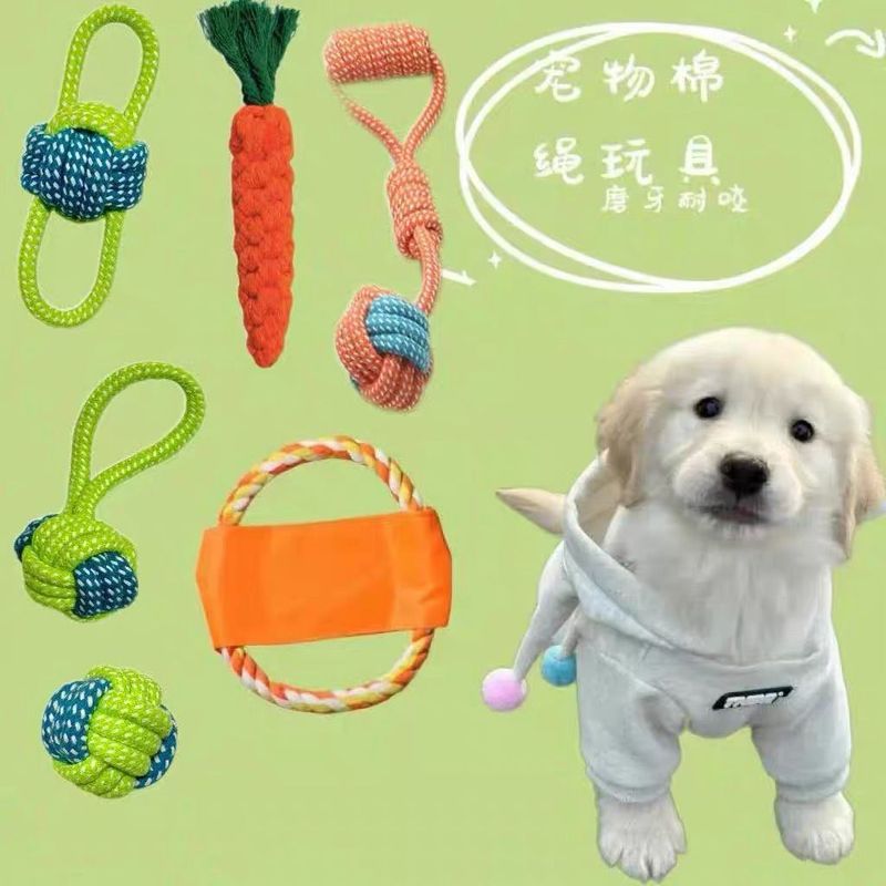 宠物狗狗磨牙耐咬棉绳玩具小中型犬狗玩具绳结玩具飞盘套装用品|undefined