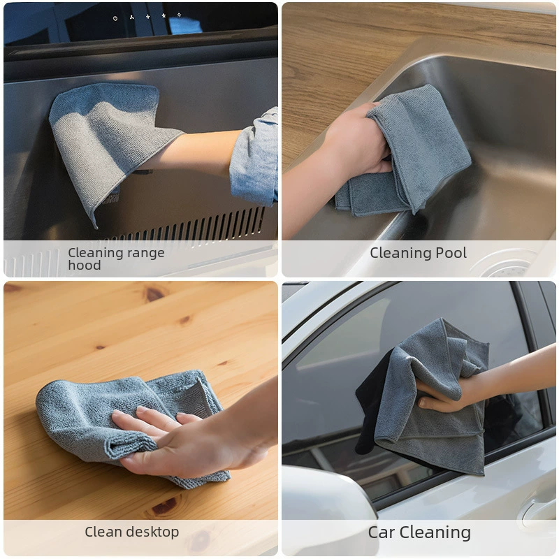 Микрофибровые чистящие ткани, анти lint впитывающие, многоразмерные 30×30–30×70 см, серый/кофейный/светло‑пурпурный