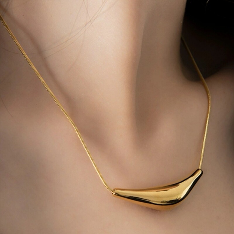 Titanium Steel Snake Bone Chain Necklace for Men and Women Neutral Simple Cold Style Geometric Arc Pendant Sweater Chain Sweater Chain