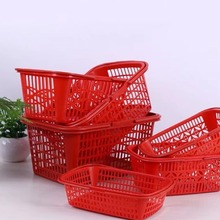 红色草莓篮方形水果展示篮子1-12斤桑葚樱桃采摘篮手提加厚塑料篮