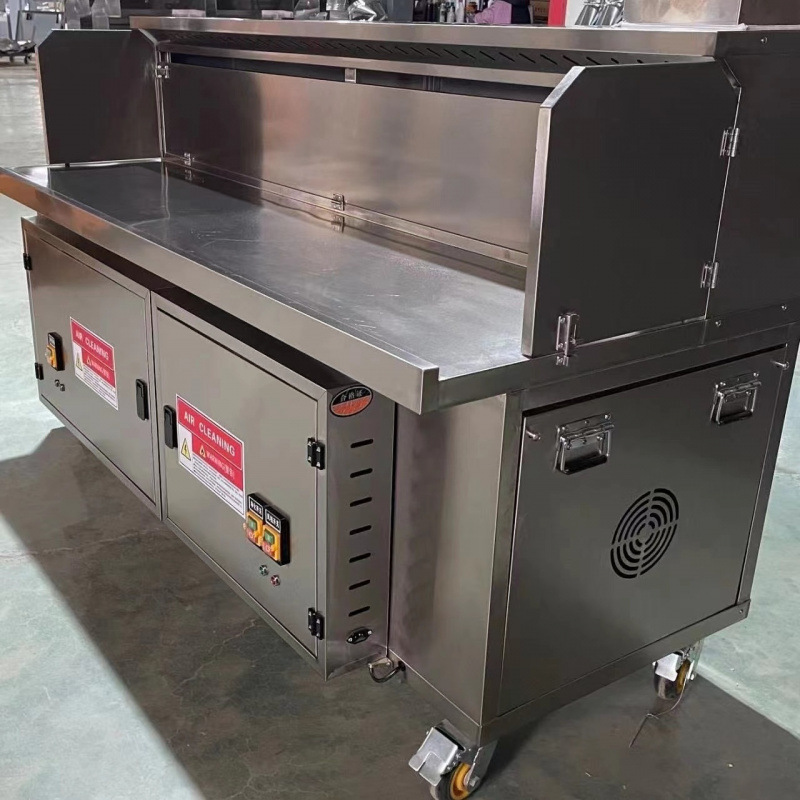 hidráulico y electricidad compuesto sin humo purificador de carro de barbacoa comercial purificador de humo de aceite de barbacoa ecológico puesto de carro de barbacoa