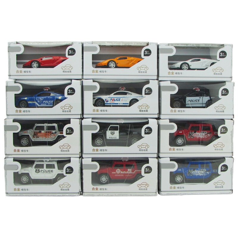 Pull-Back Alloy Car Toy 1:34 Mini Cartoon Car Police Car Model Boy Toy Car Inertia Pull-Back