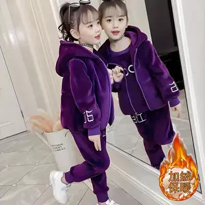 Бархатный зимний комплект, детская двусторонная толстовка для отдыха, подходит для подростков, в западном стиле, 3 предмета