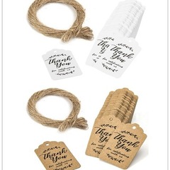 「感謝您與我們一起慶祝」標籤牛皮紙禮品標籤與20米黃麻麻繩