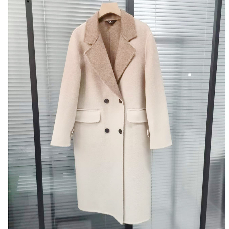 2022 gradient double-sided wool coat women's velvet coat mid-length C2322A suit collar autumn and winter coat women's