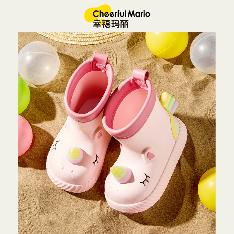 Детские резиновые сапоги Happy Mary, легкие водонепроницаемые сапоги для мальчиков и девочек, новый стиль