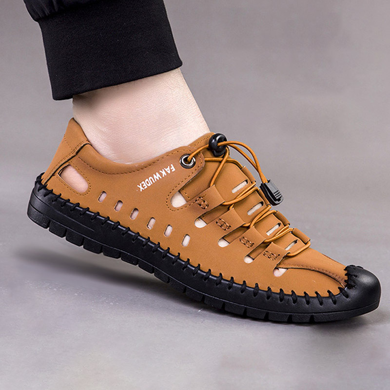 New fashion sandals wholesale men's sandals outdoor closed toe shoes flat hole hollow shoes breathable soft sole shoes