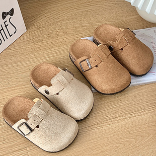 Children's Birkenstock Shoes Four Seasons Boys and Girls Baby Baotou Half Slippers for Going Out Small and Medium-Sized Children's Bean Sandals and Slippers for Home