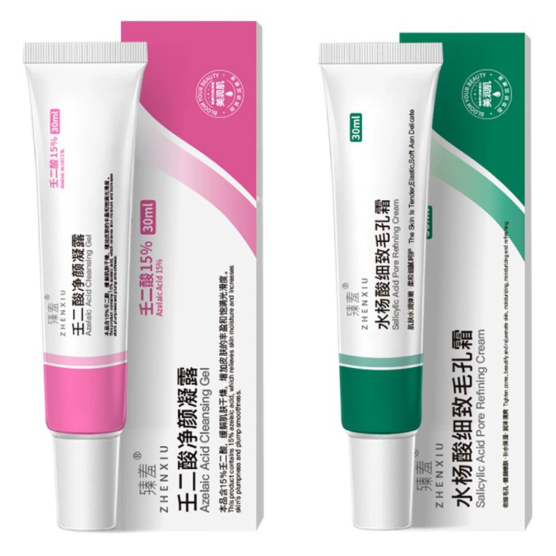 Zhen Shame 15% Азелаиновая кислота Гель Очищающий крем для сокращения пор Экстракт черных точек Салициловая кислота Крем против прыщей для удаления прыщей