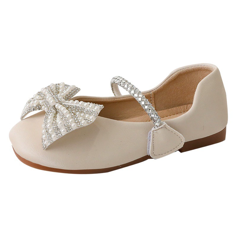 Сандалии для девочек на плоской подошве, неглубокая обувь принцессы, весна-лето 2022, новая танцевальная обувь с мягкой подошвой и жемчужным бантом