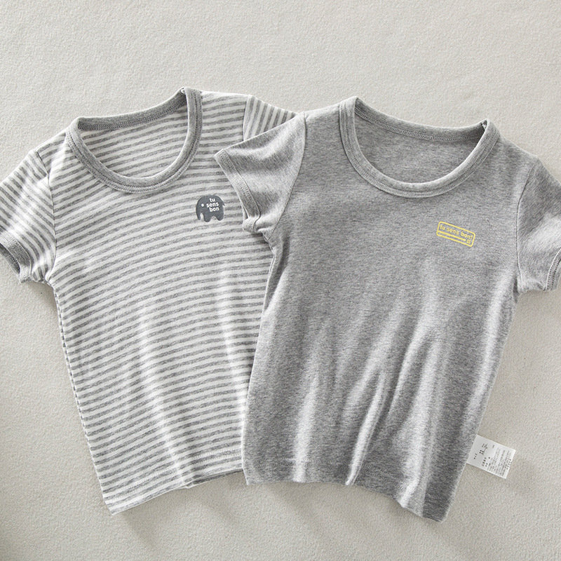 日系男童夏季T恤薄款男宝宝婴儿小童短袖T恤儿童半袖吸汗