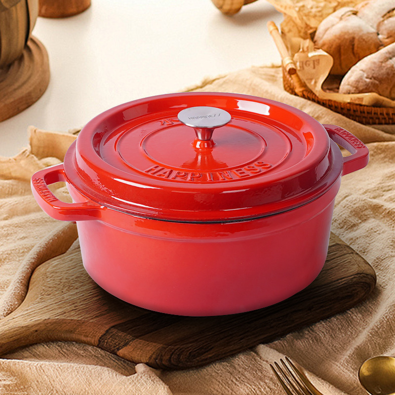 Exportación de calidad 25cm esmalte olla de hierro fundido sopa olla de cerdo olla de esmalte de hierro no recubierto antiadherente olla de hierro olla