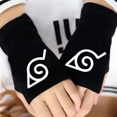 Naruto Sasuke Kakashi cute two-dimensional anime online game thickened gloves half palm half finger student