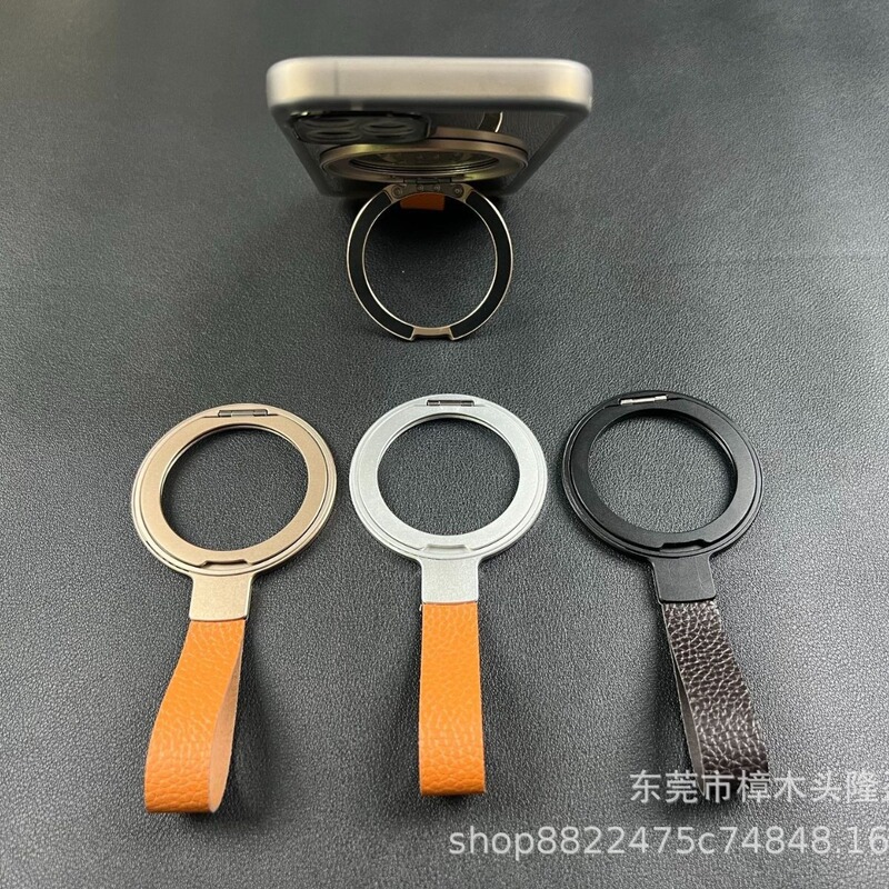 クロスボーダーアルミニウム合金磁気携帯電話ホルダー超薄型折りたたみデスクトップ回転シリコンストラップタイプリングバックルホルダー|undefined