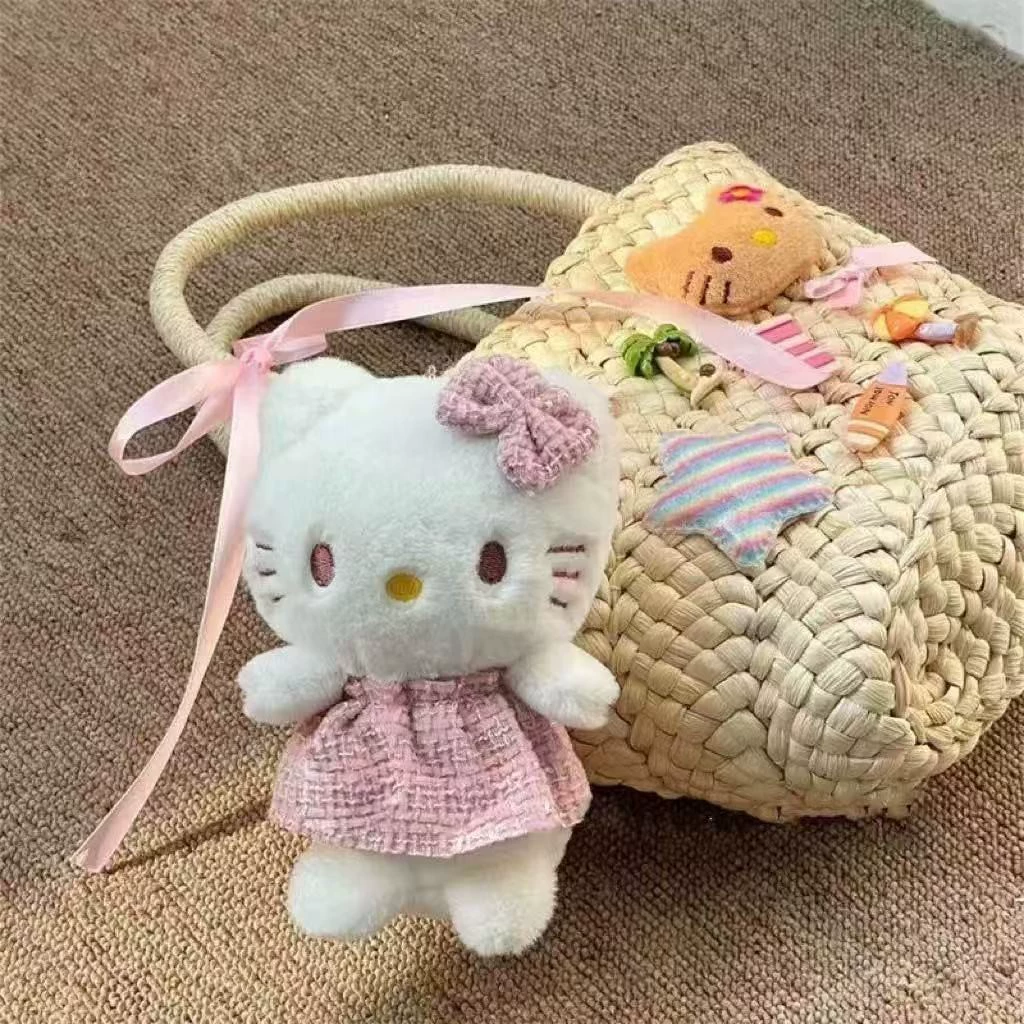 Plush keychain (Hello Kitty), angel wings, pink skirt, bag accessory