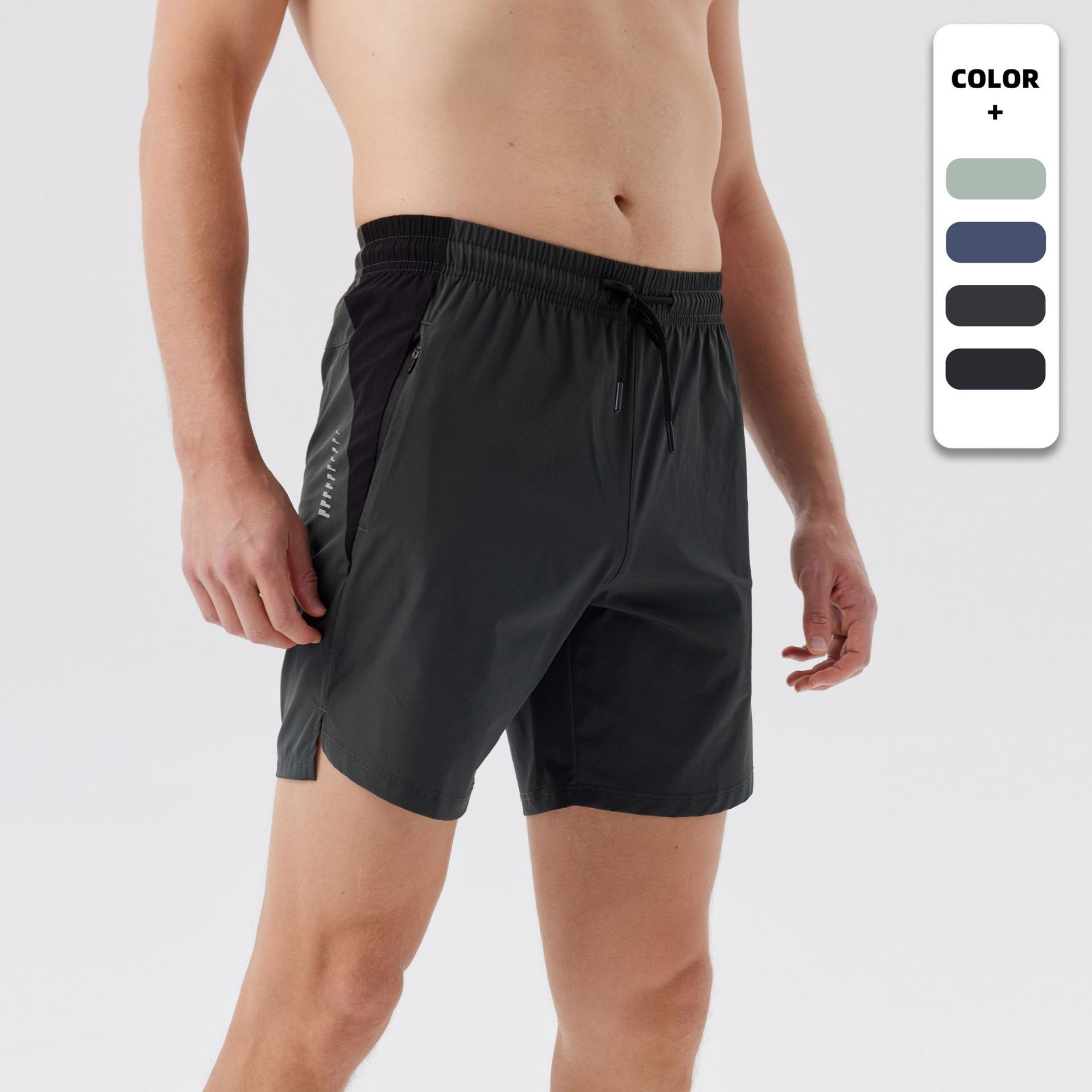 Pantalones cortos deportivos de color contrastante de empalme para hombres de verano frescos secos rápidos para correr Pantalones cortos de entrenamiento de tiro para hombres