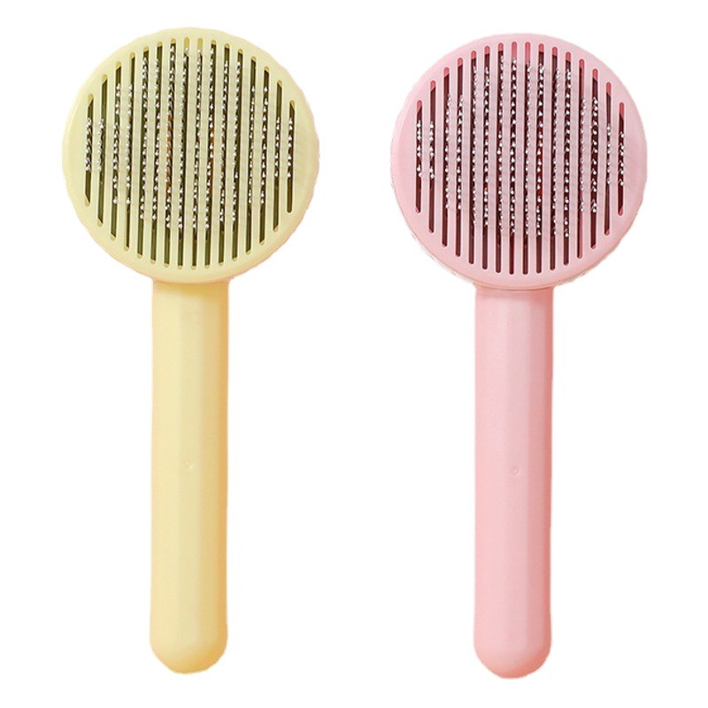 Transfronteriza nueva limpieza para mascotas suministros para mascotas peine de acero inoxidable peine de aguja fina de un solo clic en depilación peine de gato