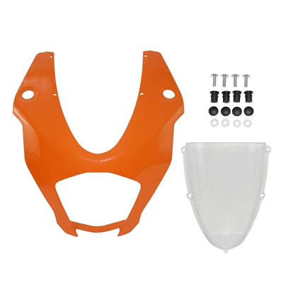 Motorcycle front windshield – raised windshield - orange-headlight-cover-transparent-windshield