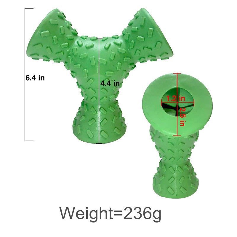 Nuevo juguete para mascotas de Amazon juguete de fuga de alimentos resistente a los mordiscos de goma de tres lados fuga de alimentos juguete para perros juguete educativo para mascotas