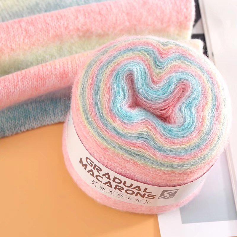 Gradient mohair silk close-fitting comfortable medium thick mohair handmade DIY woven sweater scarf line shawl
