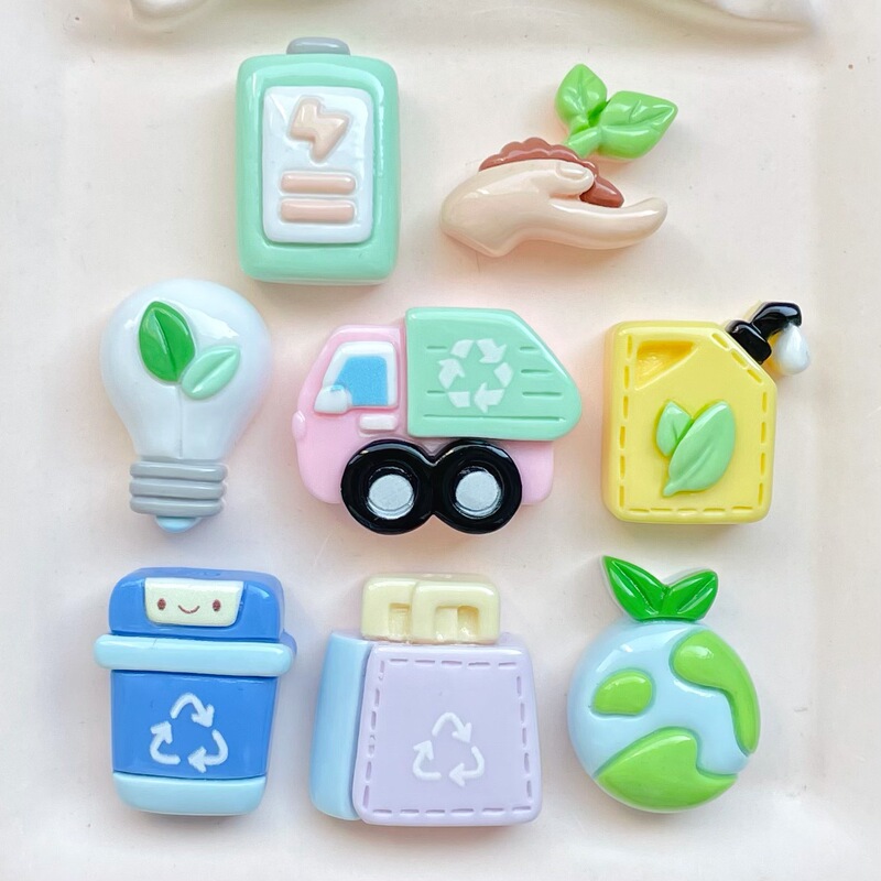 Simulated Green Environmental Recycling Environmental Protection Logo Resin Accessories Handmade DIY Material Mobile Phone Case Refrigerator Magnet Headband Simulated Green Environmental Recycling Environmental Protection Logo Resin Accessories Handmade DIY Material Mobile Phone Case Refrigerator Magnet Headband