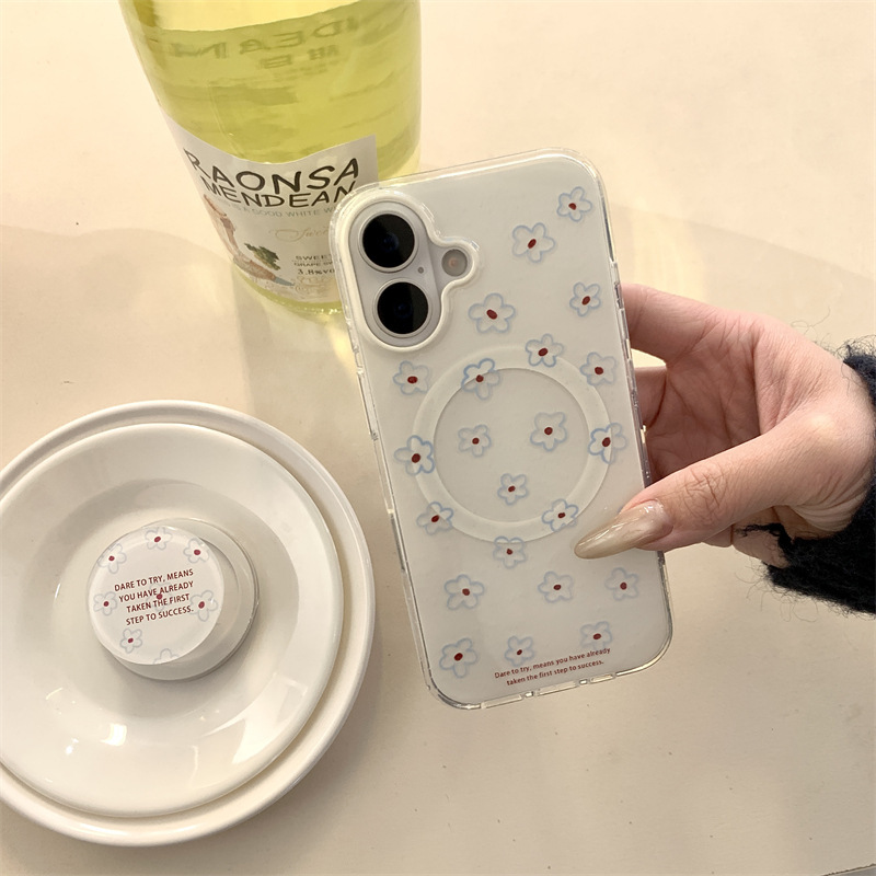 Simple nicho de flores azules para iPhone15/16 funda para teléfono móvil 16ProMax femenino 15pro nuevo 13/14P