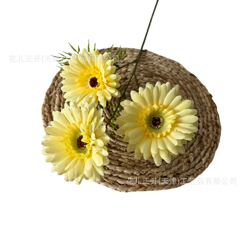 小清新3头非洲菊太阳菊 仿真花家居摆放弗朗菊手捧花拍摄道具假花|undefined