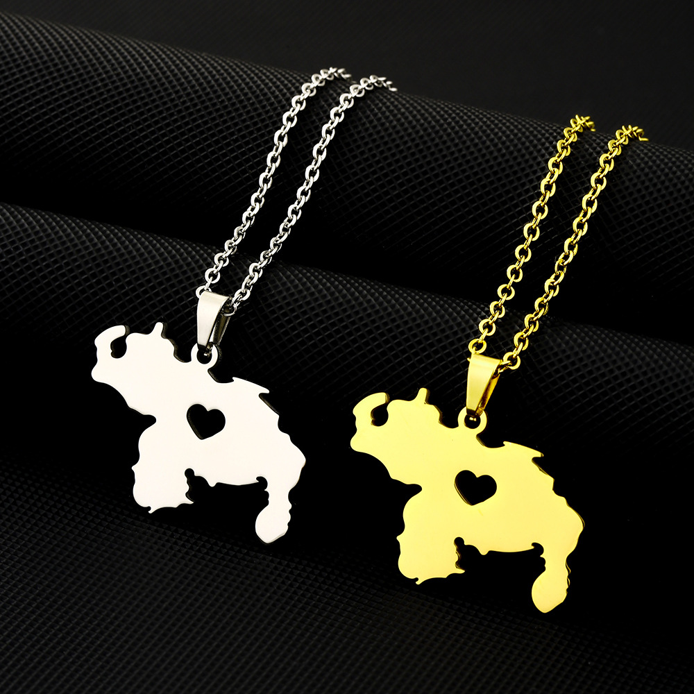 Holiday, Daily Occasion Simple Style Map Customization Laser Engraving Titanium Steel Unisex Pendant Necklace Men Pendant Necklaces