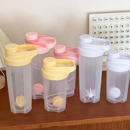Sports water cup, shake cup, Internet celebrity milkshake cup, electrolyte powder, protein powder mixing cup, plastic fitness kettle with scale