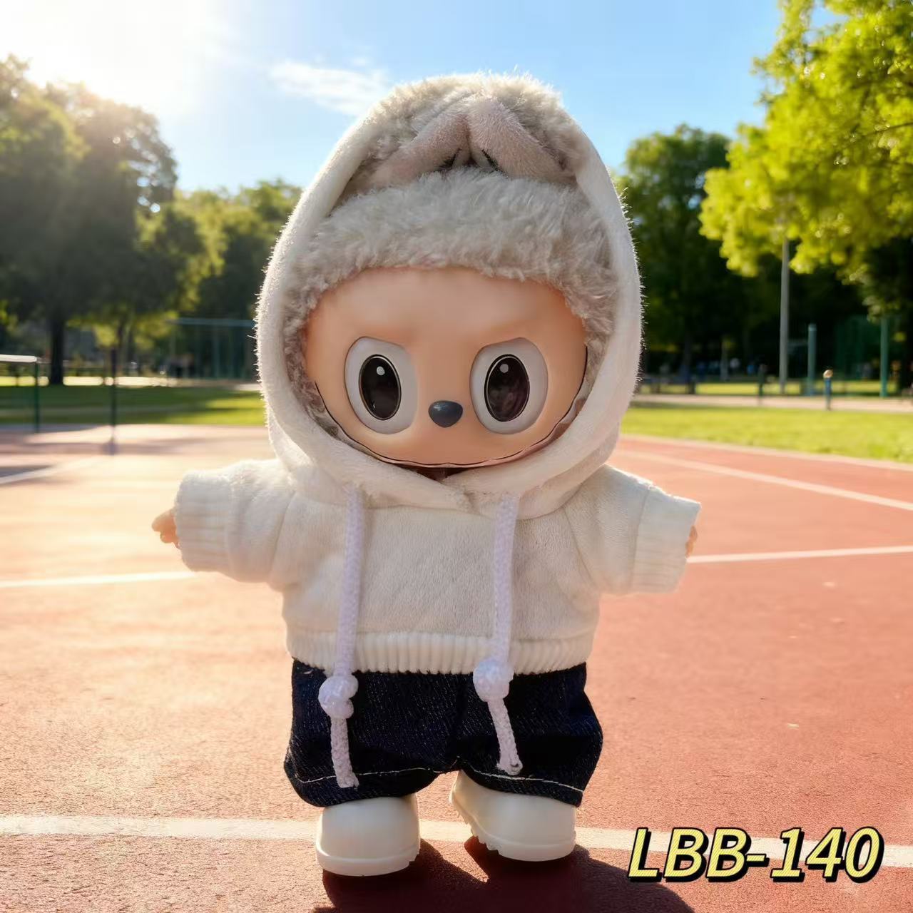 Suéter de invierno serie de ropa de tela de labu set una segunda y tercera generación de ropa de bebé Labubu 17cm de peluche universal