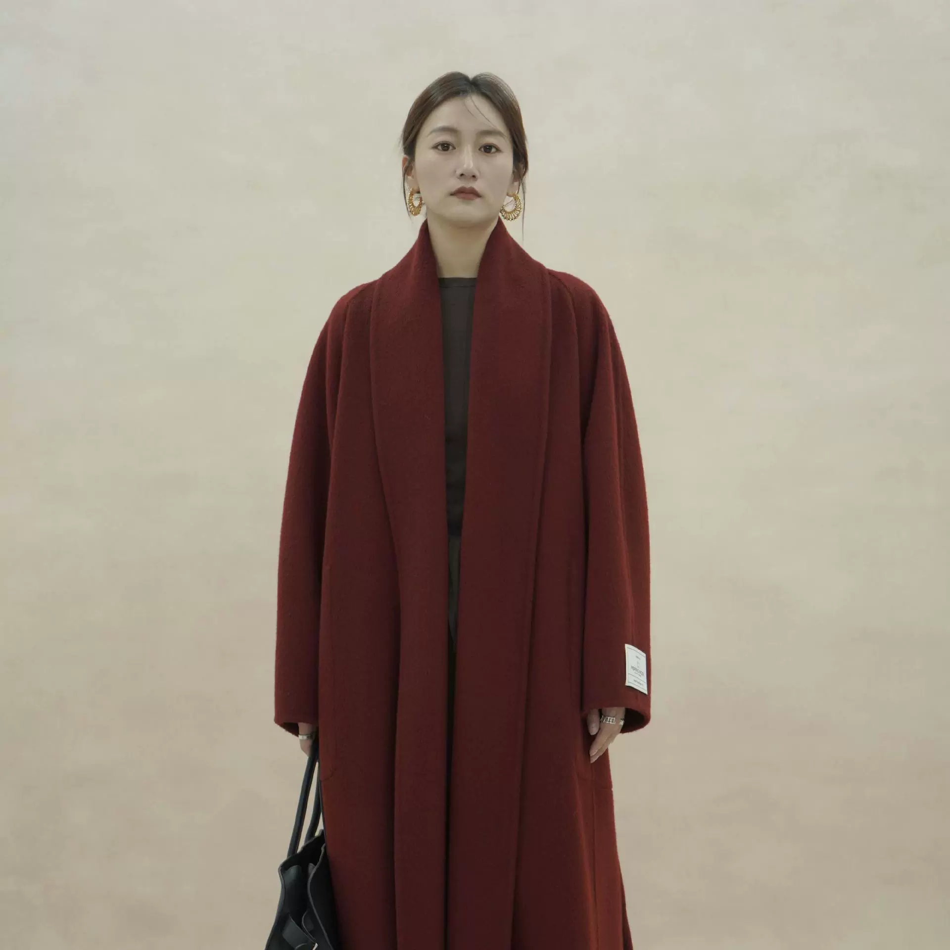 大连宣美~24年气场韩版时髦双面羊毛大衣女秋冬外套女加长款C-830