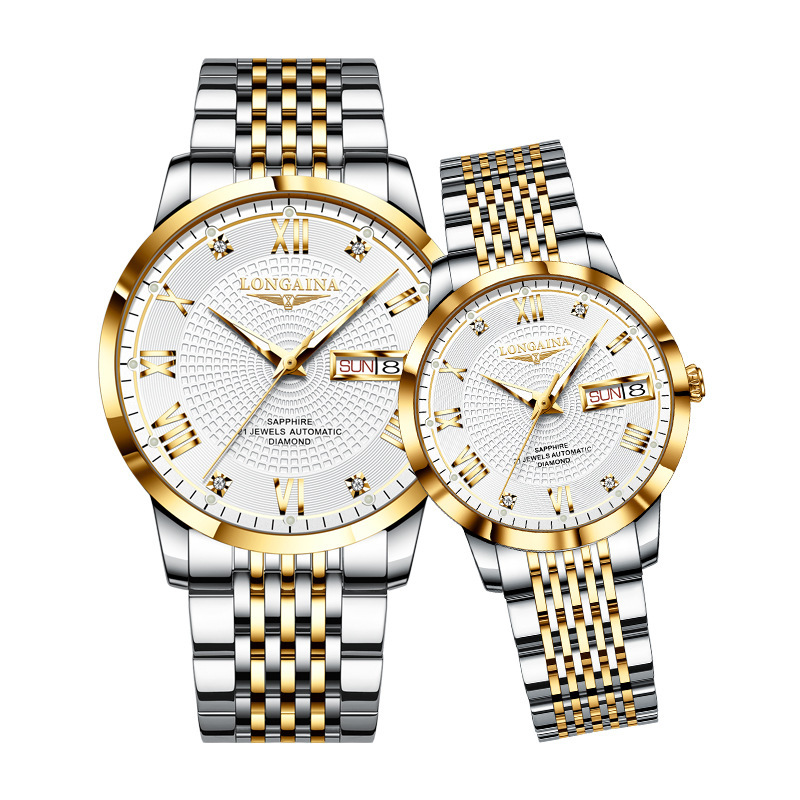 Swiss Official Authentic Couple Watches, a Pair of Men's and Women's Fully Automatic Mechanical Watches, Fashionable Waterproof Watches