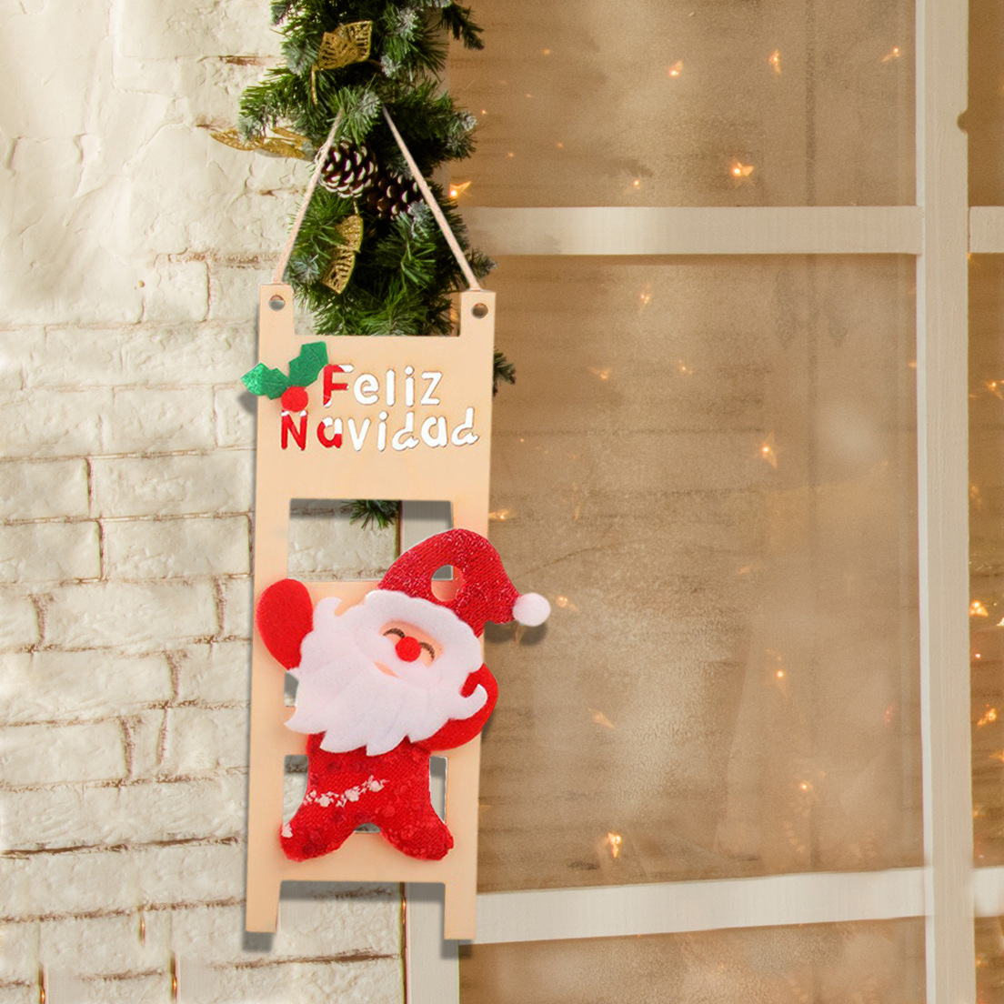 Navidad transfronteriza colgante de puerta de madera lindo muñeco de nieve alce de entrada colgante decoración de Navidad colgante de escalera de madera