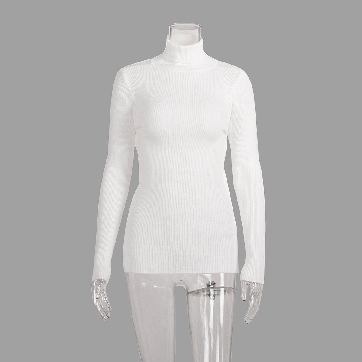 Suministro exclusivo transfronterizo de suéteres de cuello alto, camisetas de punto para otoño e invierno, jerseys ajustados de talla grande europeos y americanos con mangas largas.